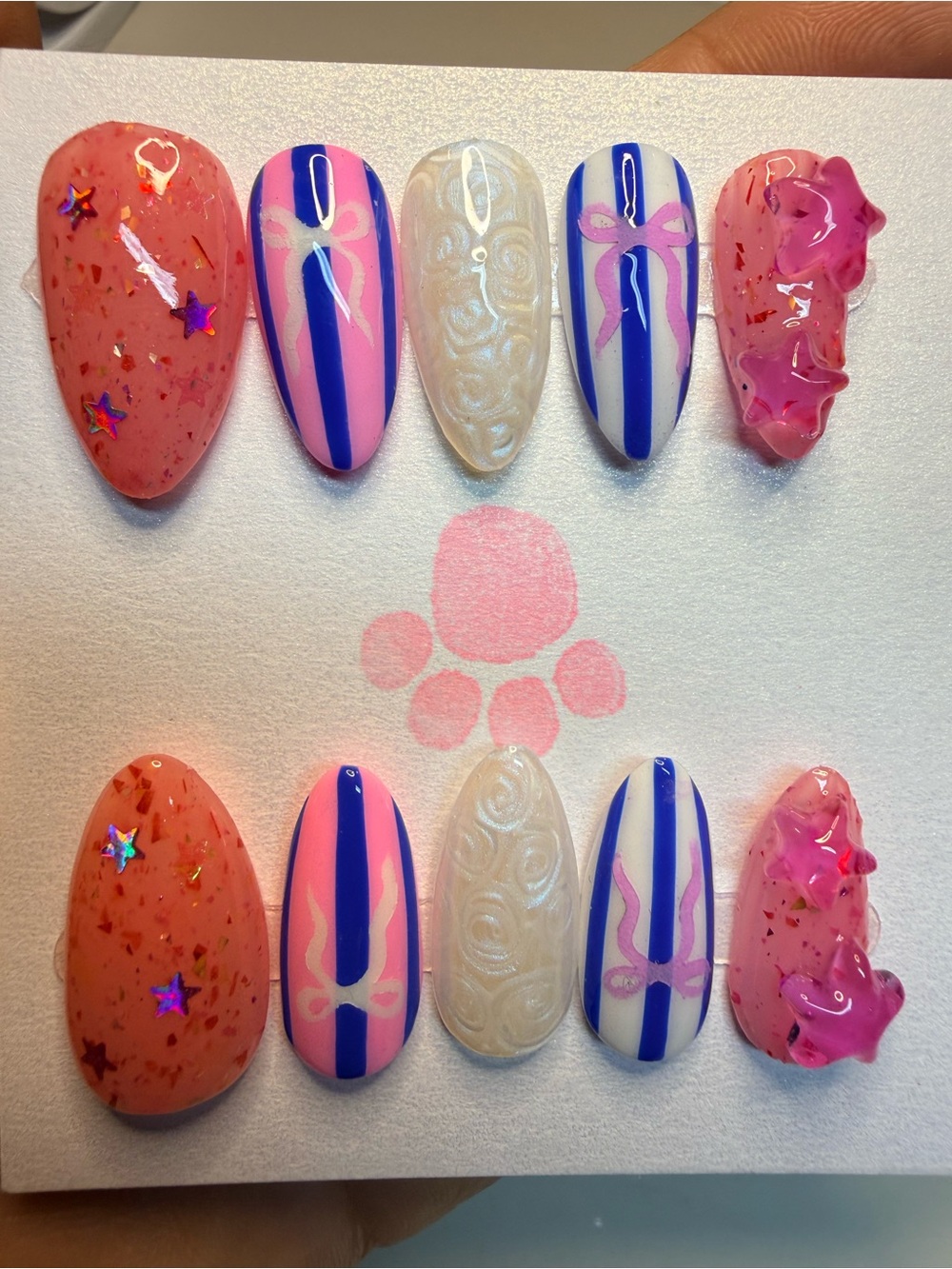 Pink & Blue dreamy press on nails medium almond size medium